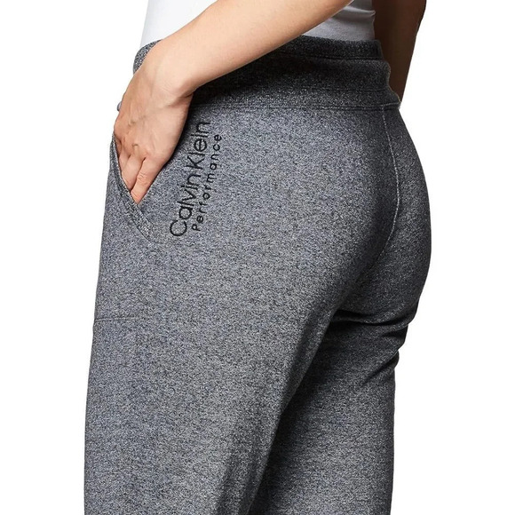Calvin Klein Women's Premium French Terry Black Heather Fleece Jogger NWT - Picture 3 of 5